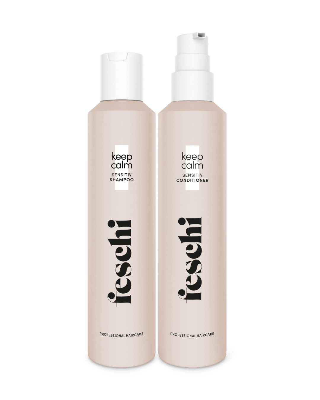 Produktfotografie vom keep calm Shampoo von feschi und vom keep calm Conditioner