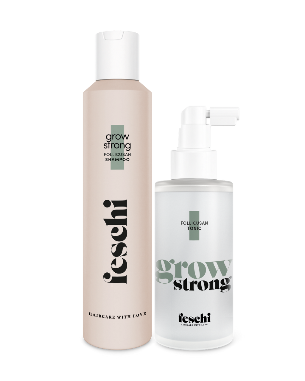 Produktbilder vom Grow Strong Set für mehr Haarwachstum von feschi