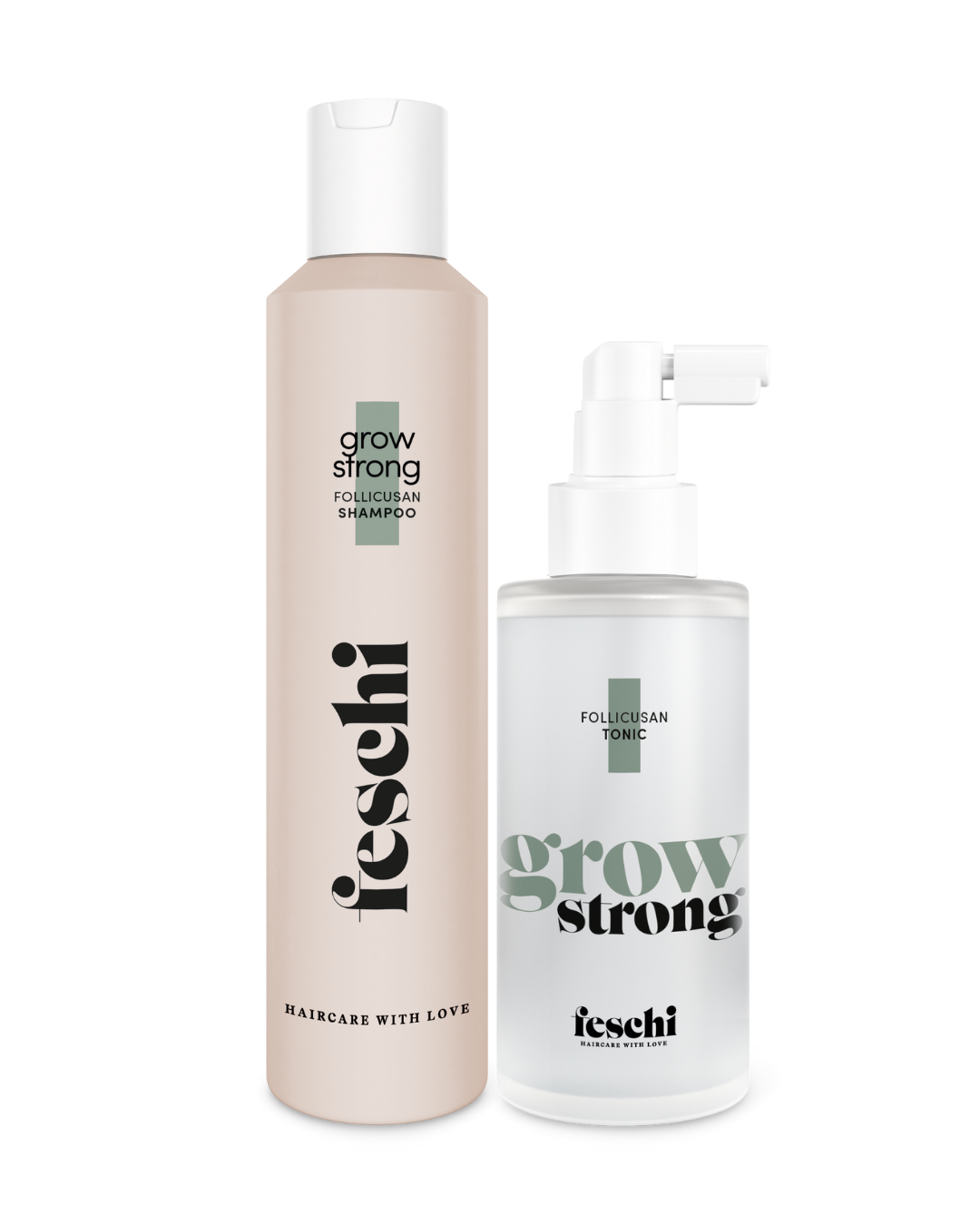 Produktbilder vom Grow Strong Set für mehr Haarwachstum von feschi