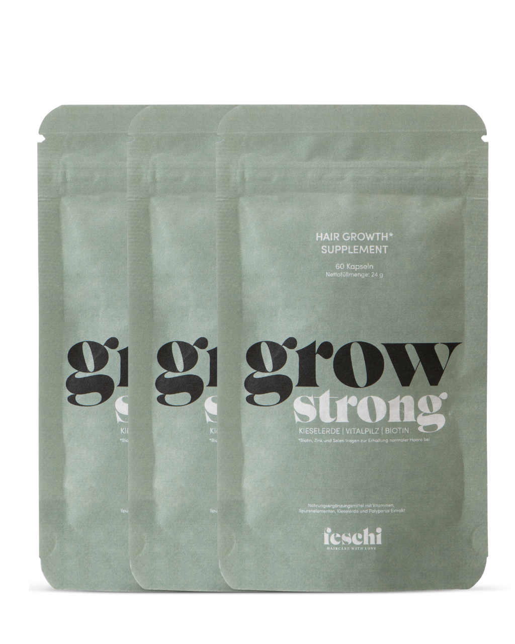 Produktbilder der grow strong Supplements im 3er Pack