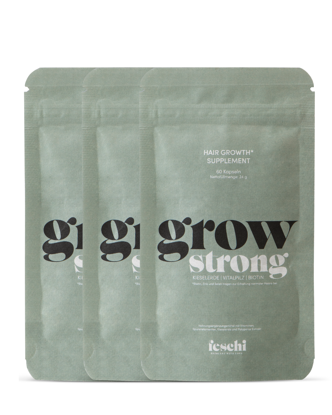 Produktbilder der grow strong Supplements im 3er Pack