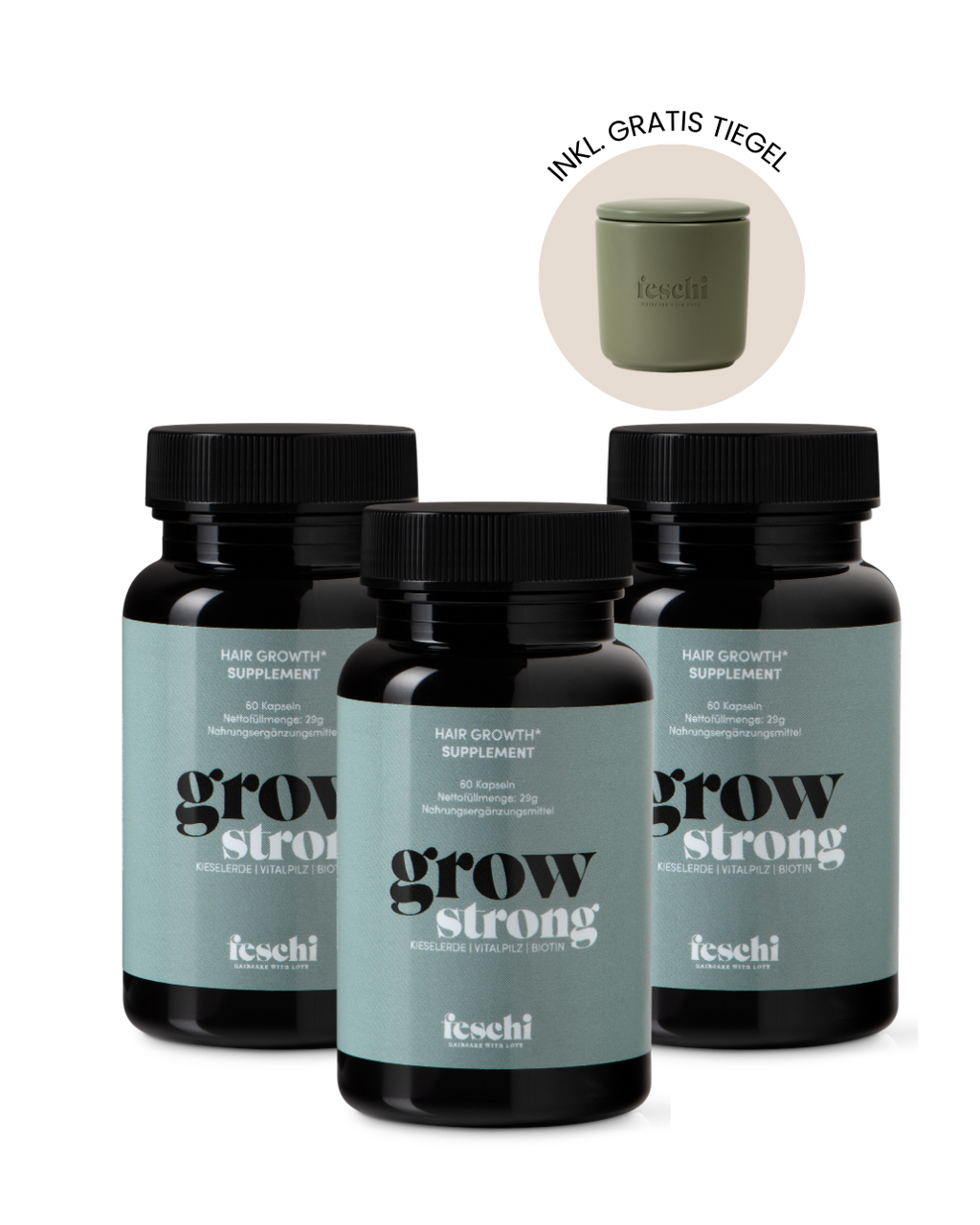 Freisteller-Fotografie für feschi Website von den Hair Growth Supplements