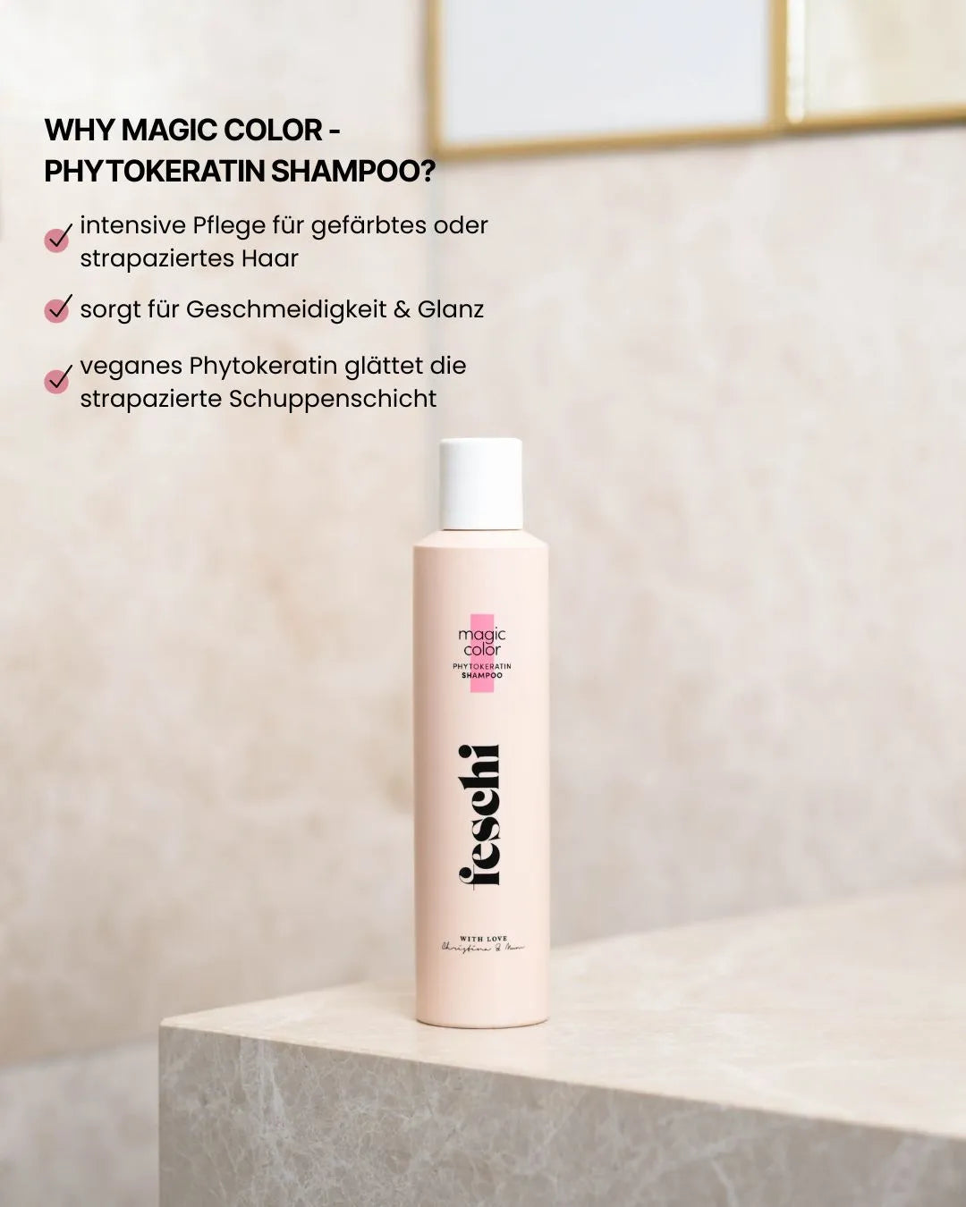 Infografik vom Magic color Shampoo von feschi und warum es deine Haare lieben werden