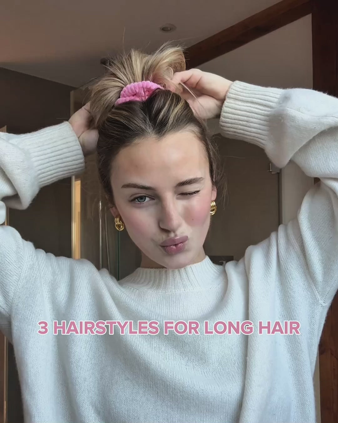 Video mit drei Haarstyles für lange Haare, mit dem feschi Freeze It Haarspray und einem Scrunchie