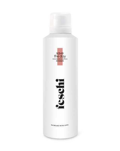 200ml Standardgröße von feschi Save the Day Trockenshampoo Schaum mit stilvollem Packaging.