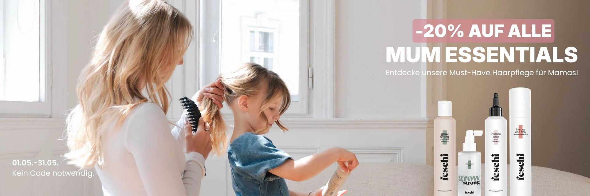 feschi Header für Kampagne -20% auf alle Mum Essentials im Mai - desktop