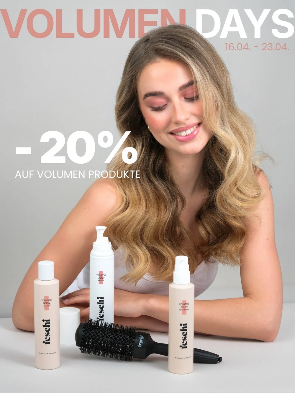 Header für die Volumen Days Aktion von feschi, wo es -20% auf die Volumen Produkte gibt