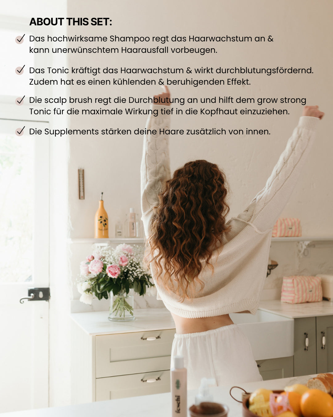 Vorteile vom ultimate Hair Growth Set von feschi - für mehr Haarwachstum und zur Vorbeugung von Haarausfall.